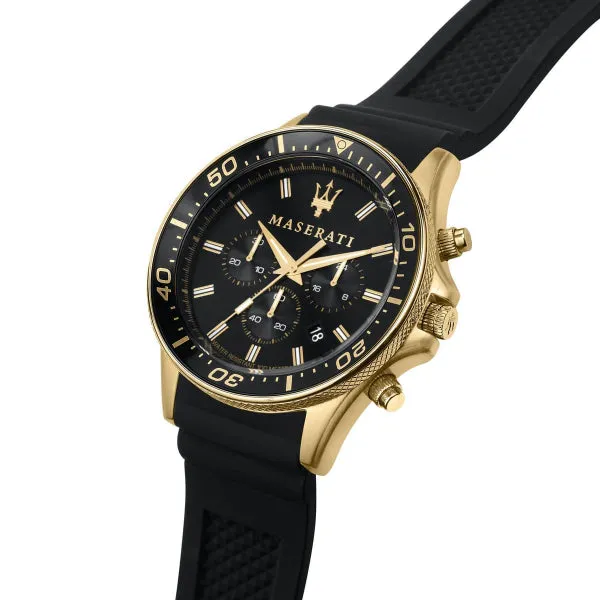 Maserati Sfida Black Silicone Strap Black Dial Quartz Watch for Gents - R8871640001