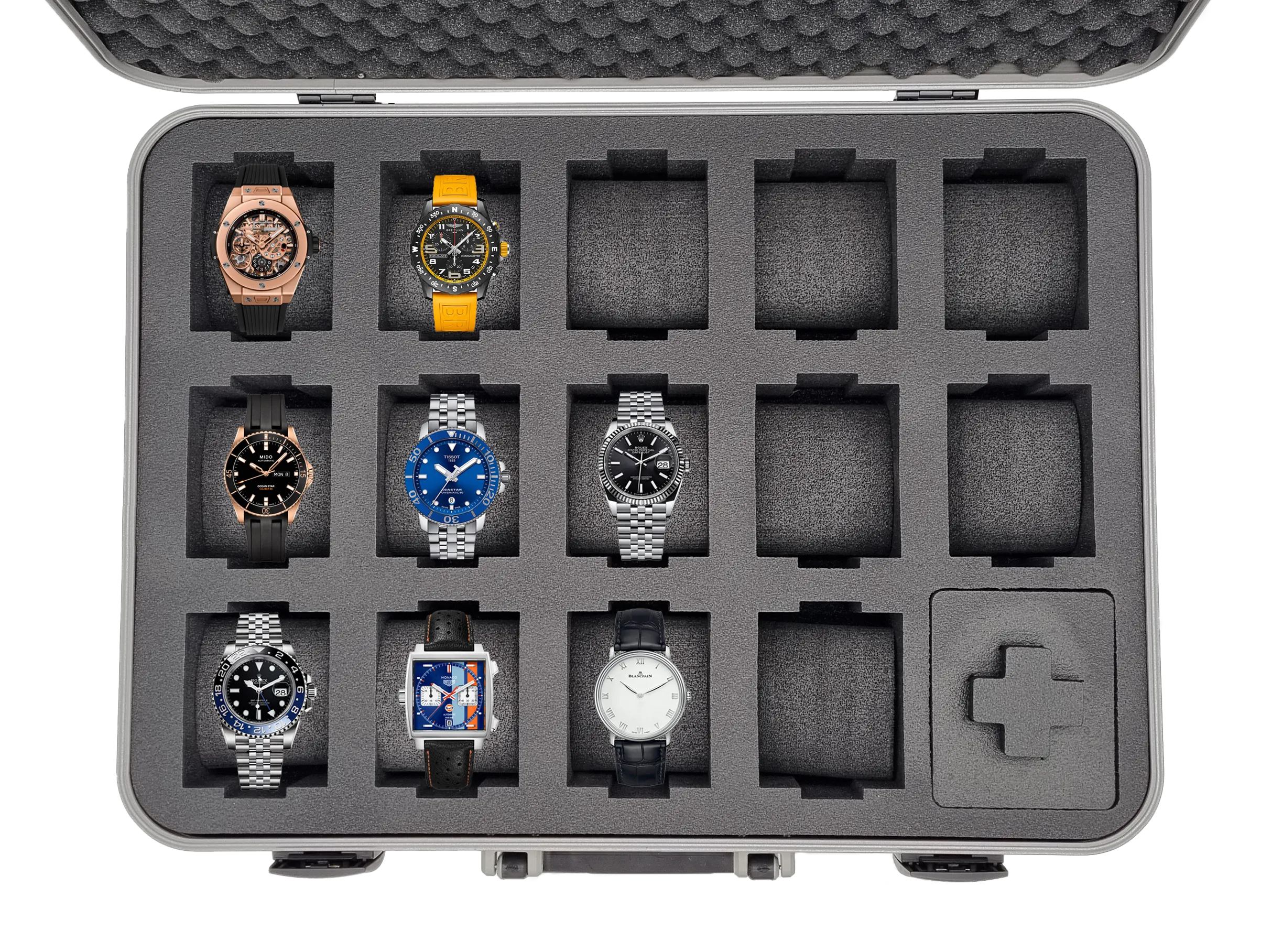 MC-CASES® Watch case carrying case for up to 14 watches - Luxury Line - Aluminum Case - Handmade