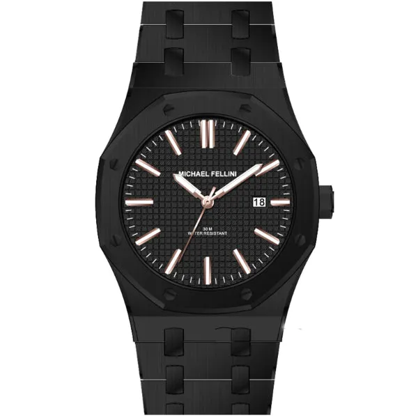 Michael Fellini Black Stainless Steel Black Dial Quartz Watch for Gents - MF2366-05