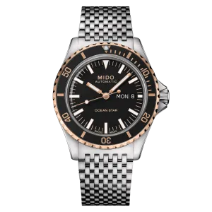 Mido Ocean Star Tribute Rose Gold Bezel Black Dial Men's Watch M0268302105100