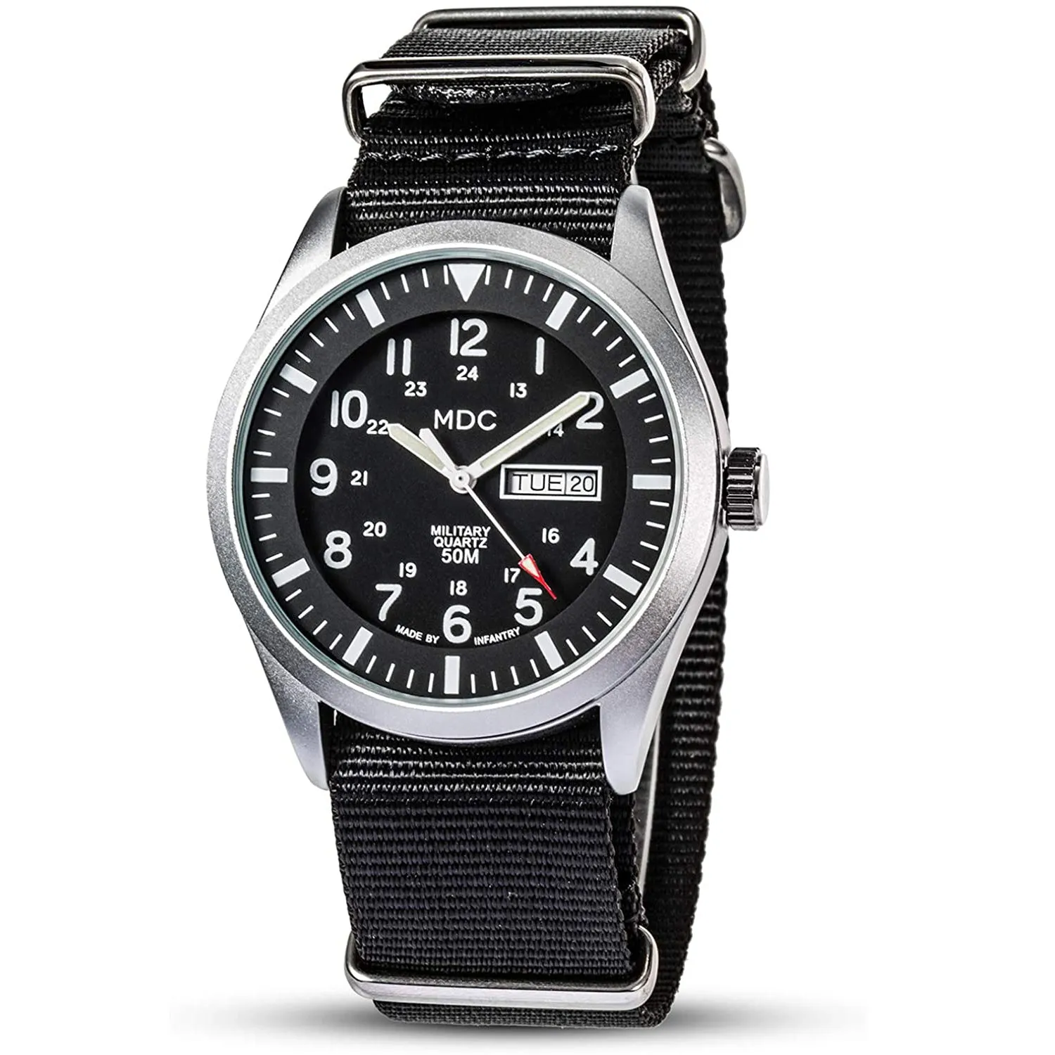 Military Watches for Men Tactical Wrist Watch Waterproof Outdoor Sport Field Black Analog Mens Watch Army Casual Work Wristwatch NATO Band by MDC