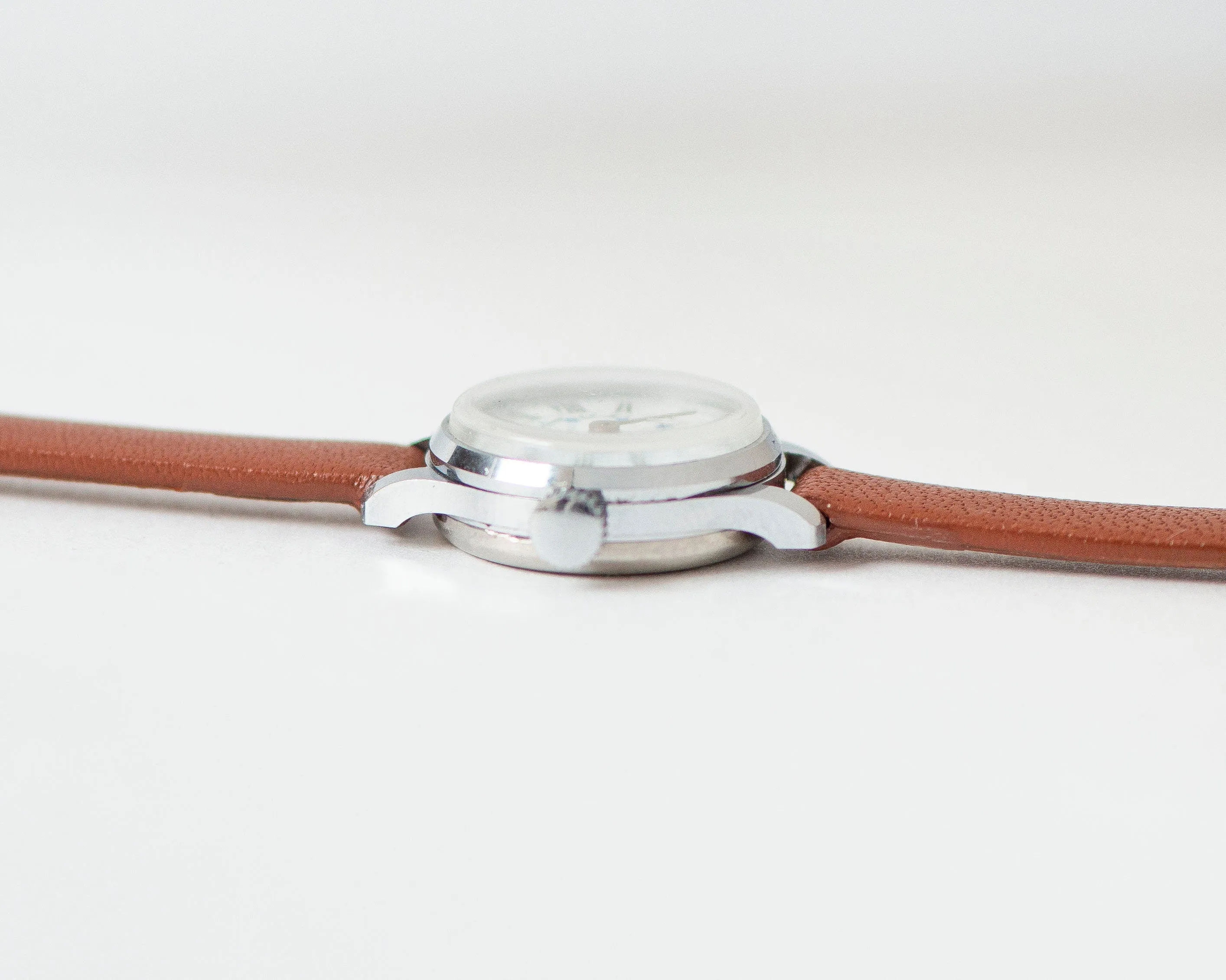 Mint condition blue flowers watch for women Seagull vintage, micro watch boho petite lady watch gift, spring watch, new premium leather band