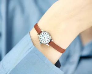Mint condition blue flowers watch for women Seagull vintage, micro watch boho petite lady watch gift, spring watch, new premium leather band