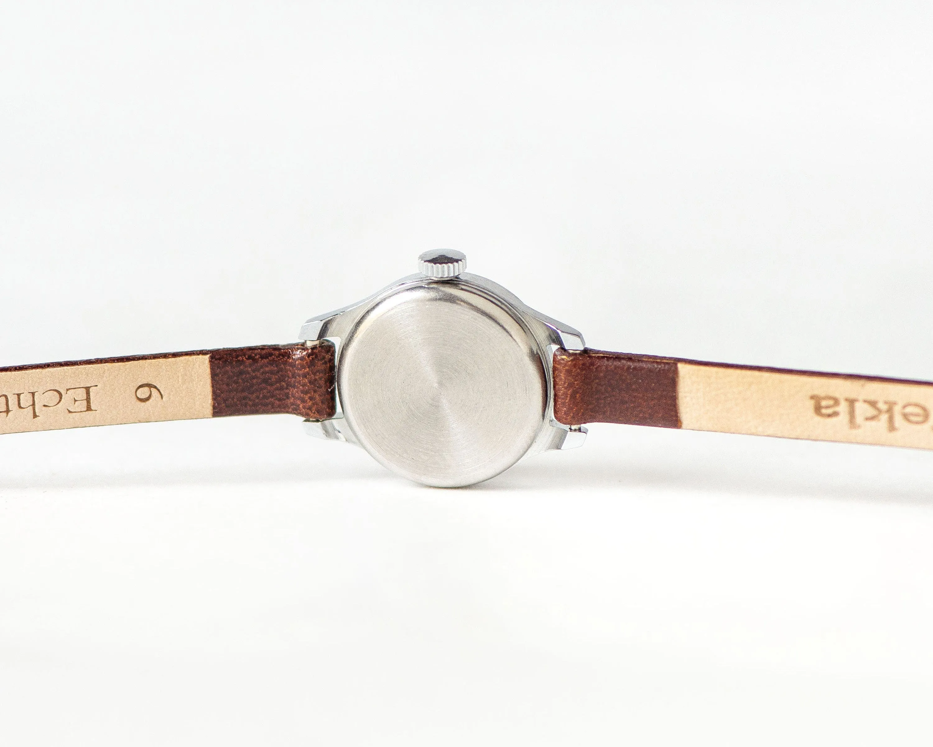 Mint condition women wristwatch navy blue dial Seagull, Roman numerals micro watch for women silver shade vintage, new genuine leather band