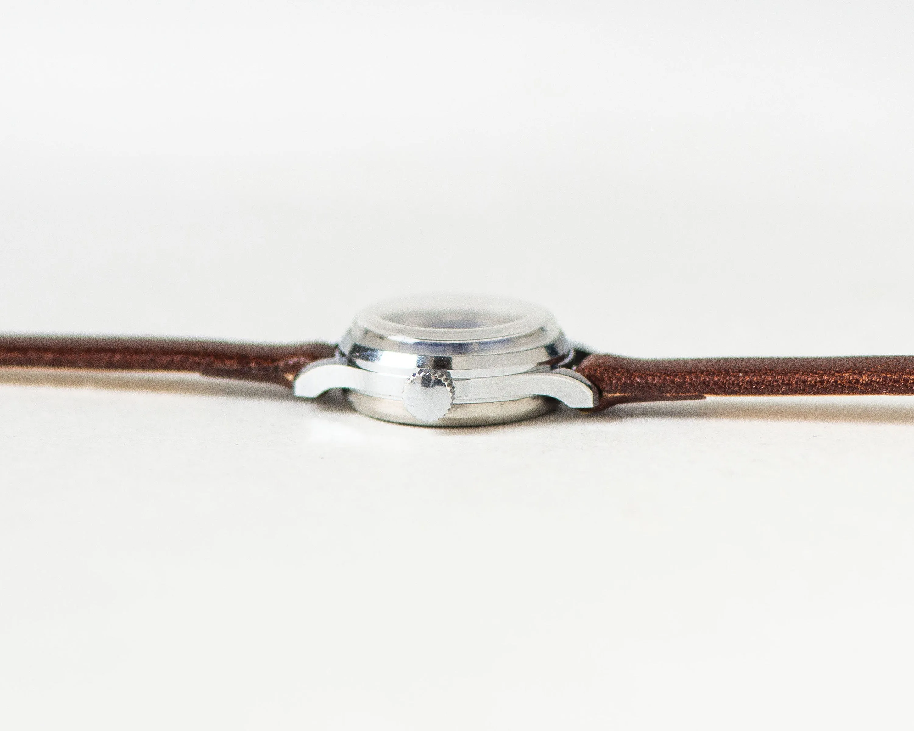 Mint condition women wristwatch navy blue dial Seagull, Roman numerals micro watch for women silver shade vintage, new genuine leather band