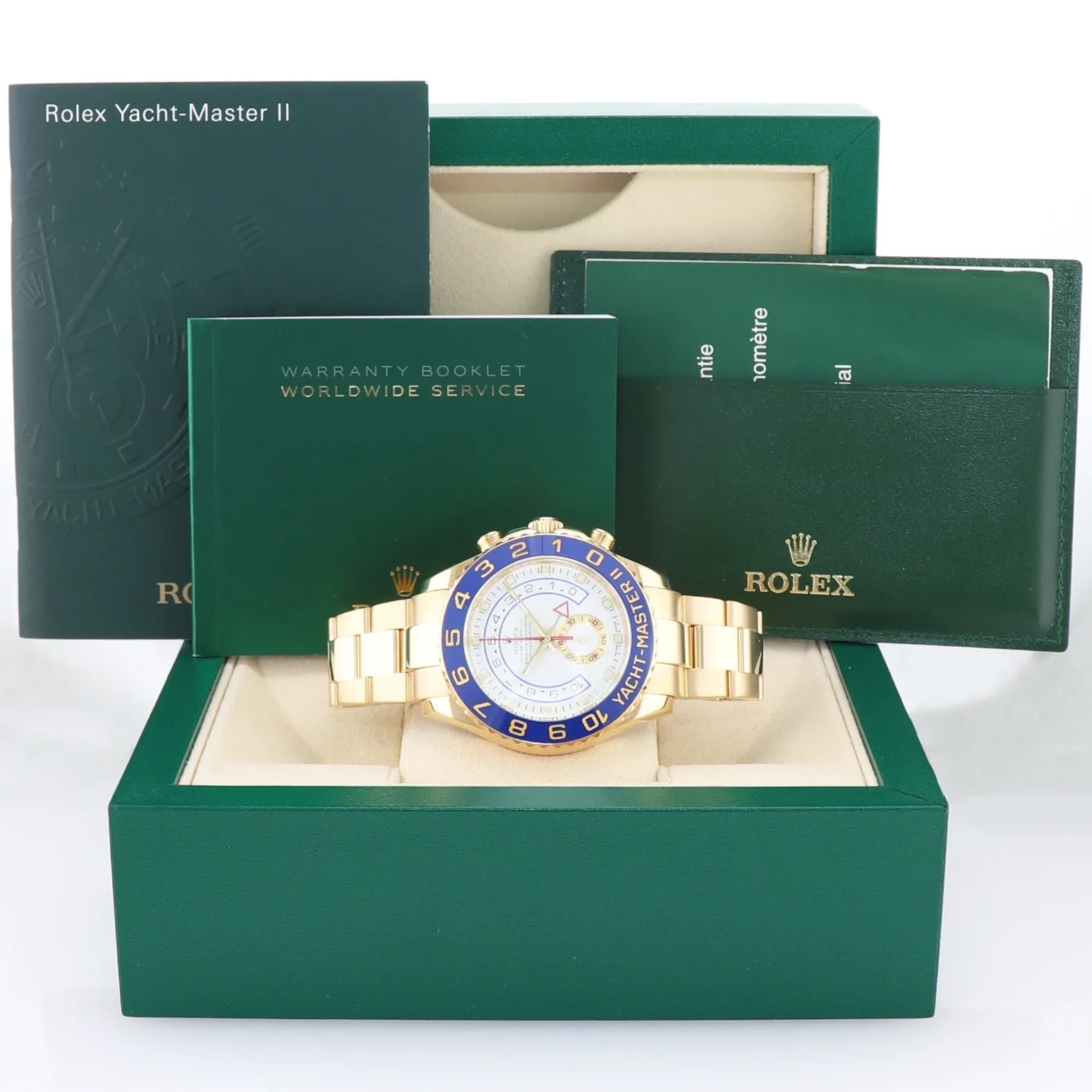 MINT Rolex Yacht-Master 2 Yellow Gold 116688 44mm Regatta Blue Watch Box