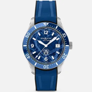 MONTBLANC WATCH 1858 ICE SEA Automatic Date 41mm Blue Automatic Steel 129370