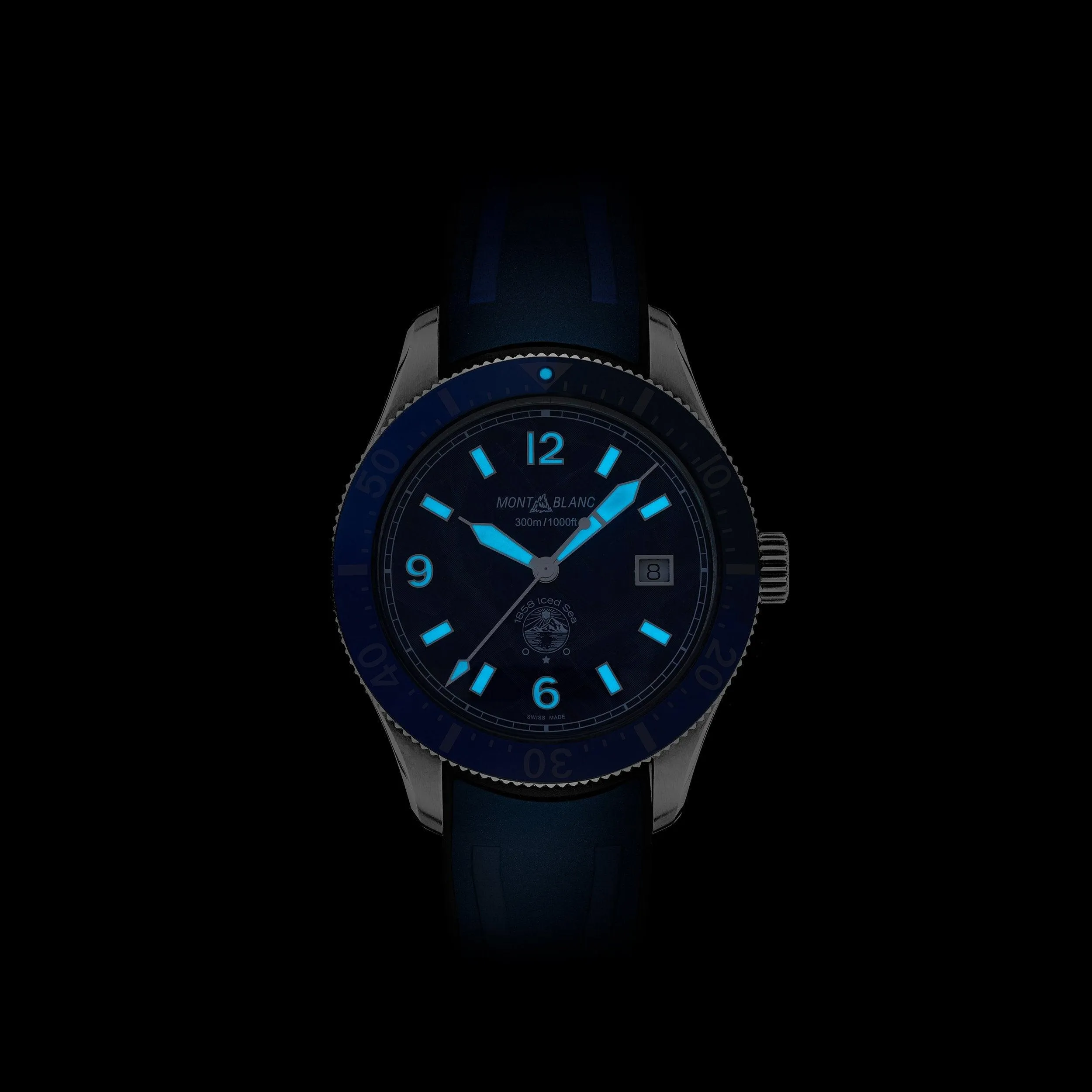 MONTBLANC WATCH 1858 ICE SEA Automatic Date 41mm Blue Automatic Steel 129370