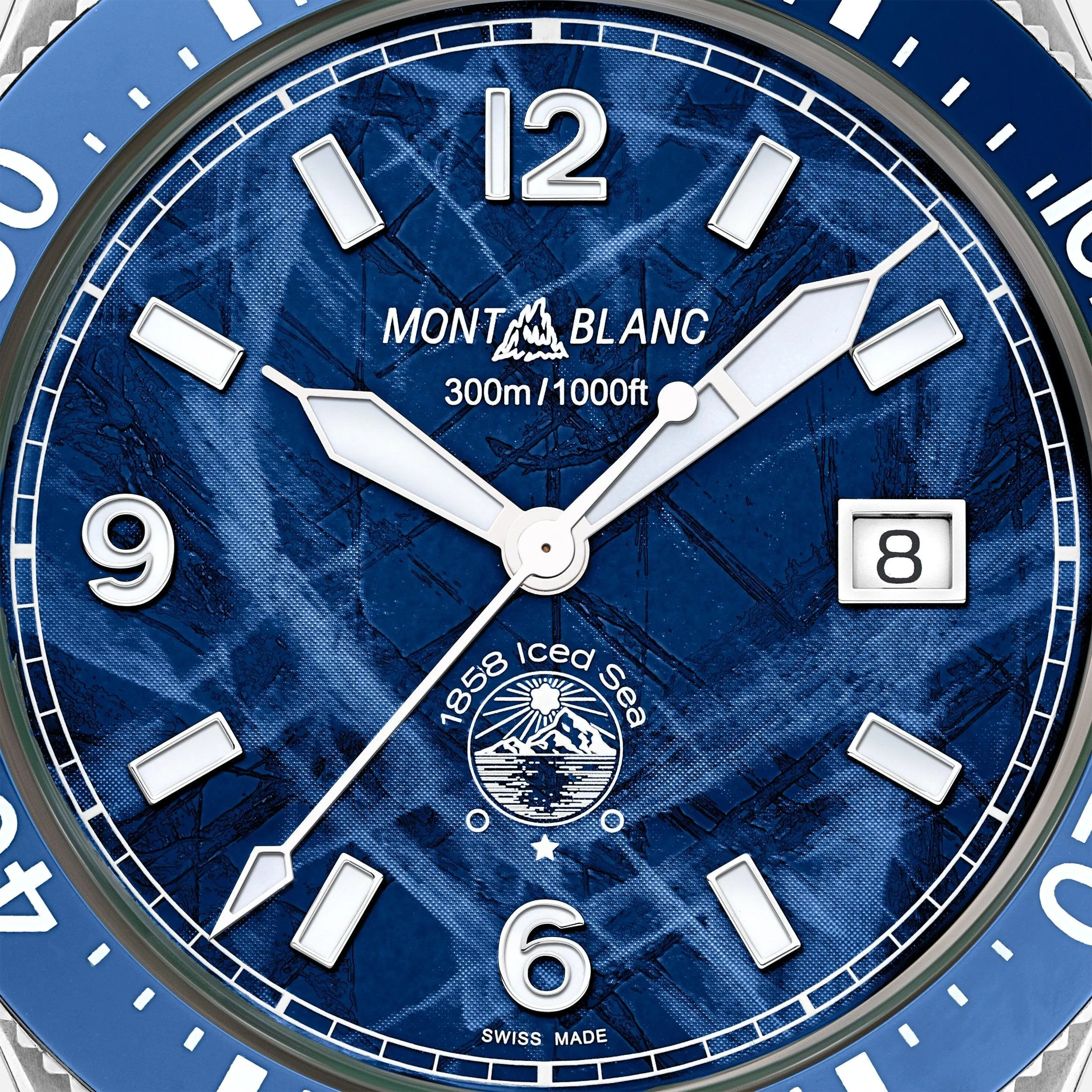 MONTBLANC WATCH 1858 ICE SEA Automatic Date 41mm Blue Automatic Steel 129370