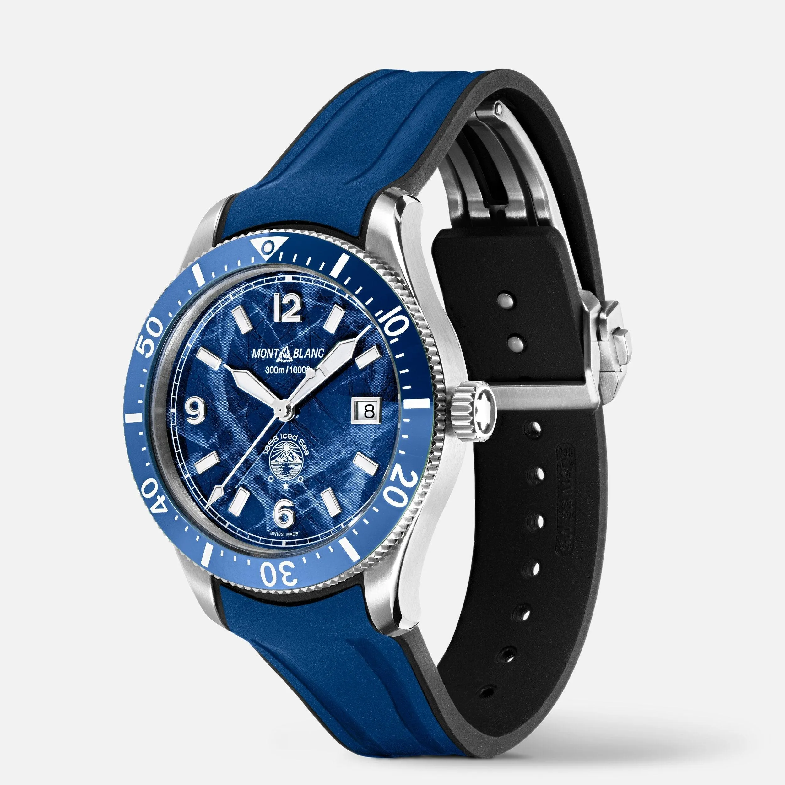 MONTBLANC WATCH 1858 ICE SEA Automatic Date 41mm Blue Automatic Steel 129370