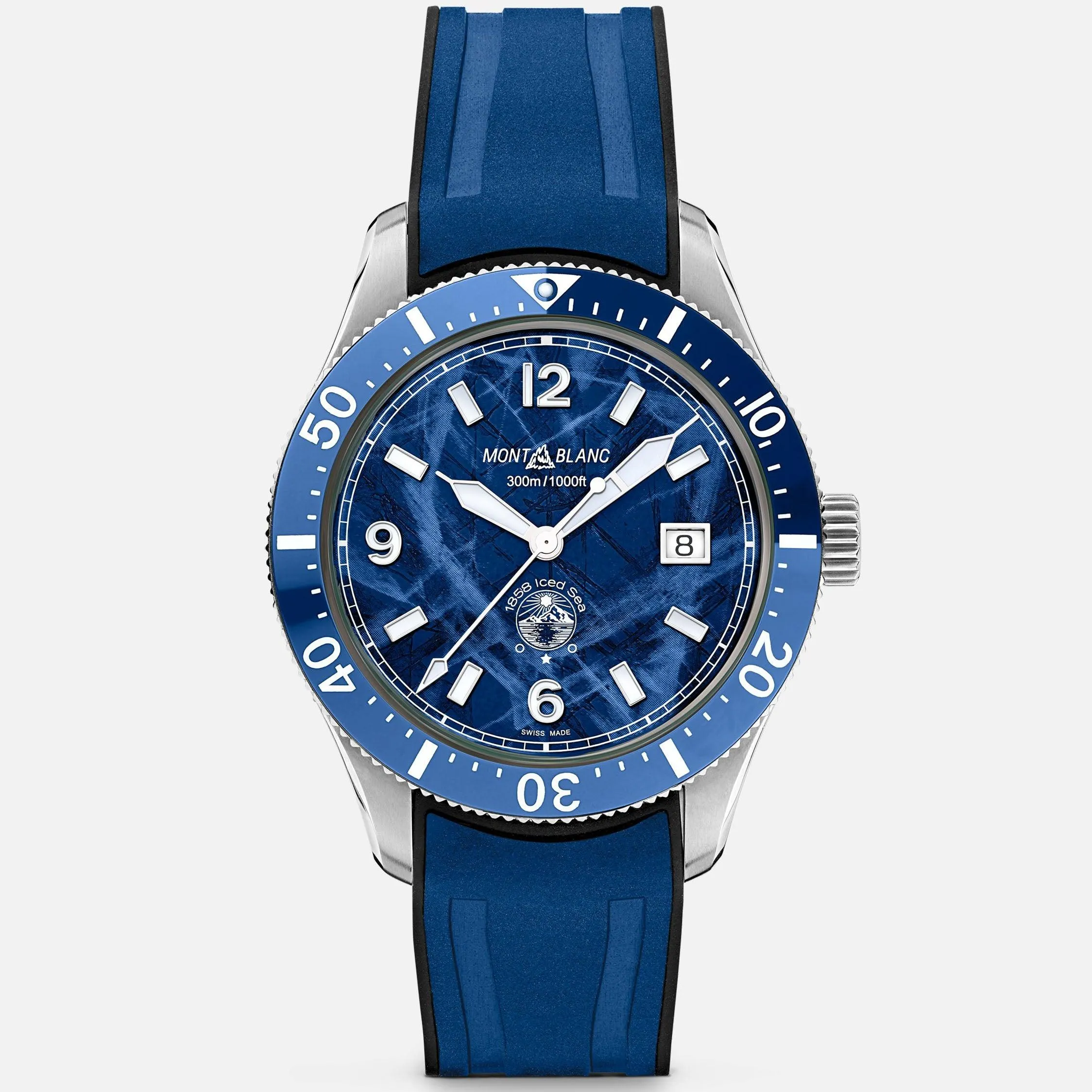 MONTBLANC WATCH 1858 ICE SEA Automatic Date 41mm Blue Automatic Steel 129370