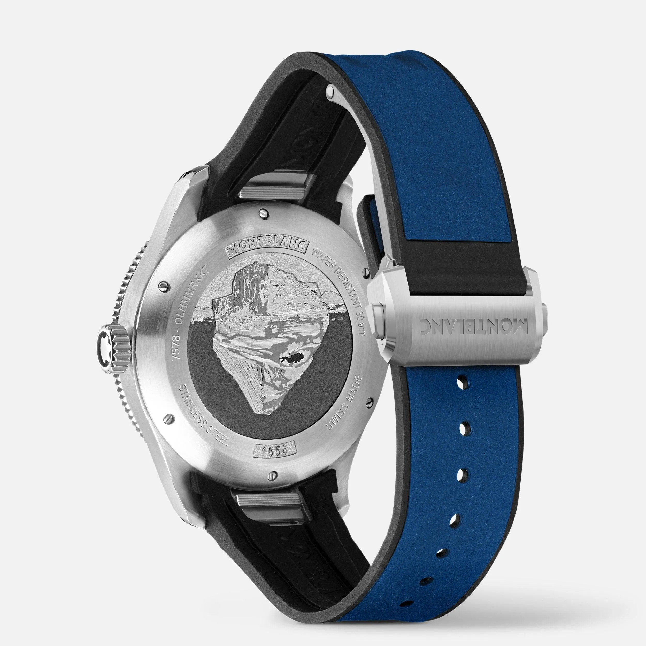 MONTBLANC WATCH 1858 ICE SEA Automatic Date 41mm Blue Automatic Steel 129370