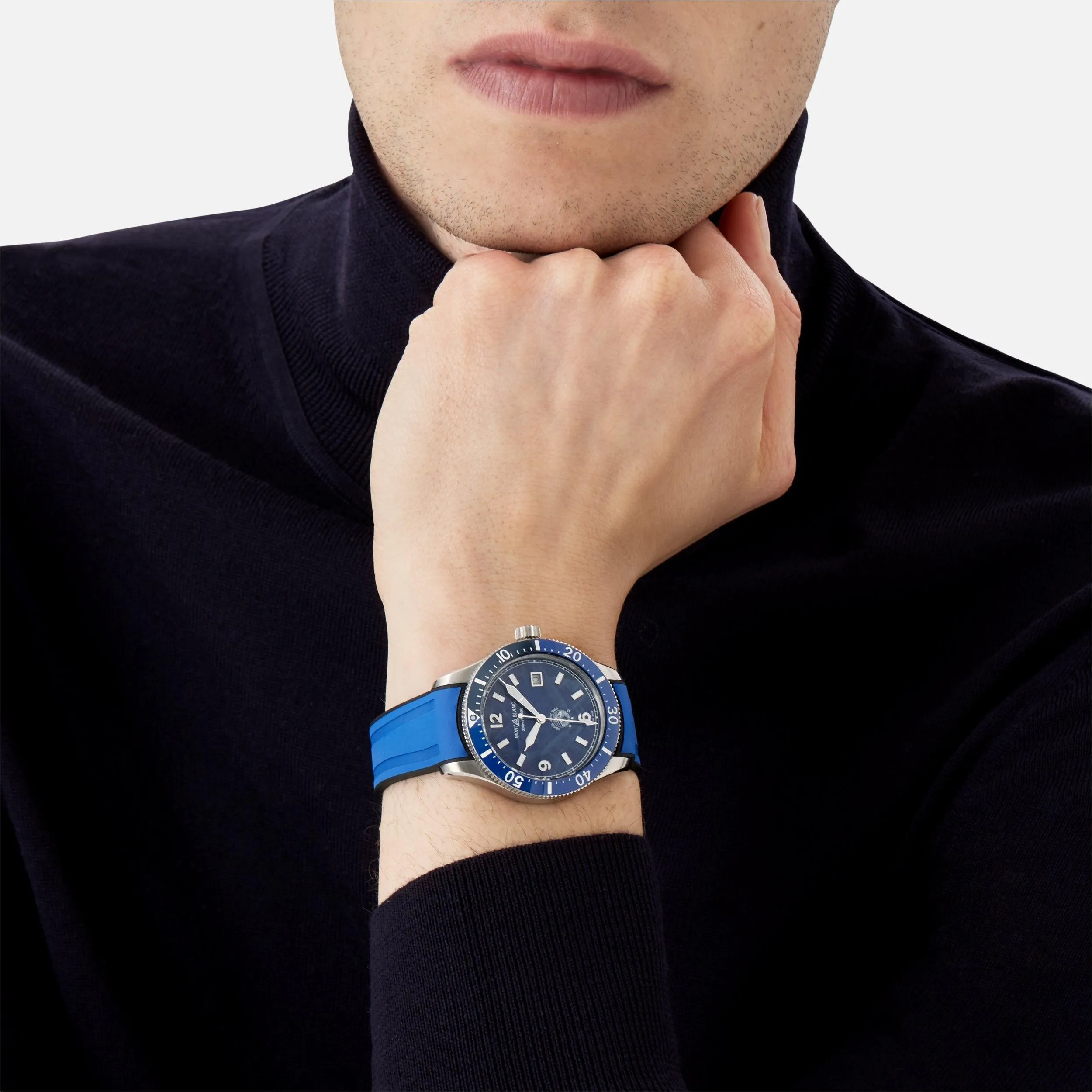 MONTBLANC WATCH 1858 ICE SEA Automatic Date 41mm Blue Automatic Steel 129370