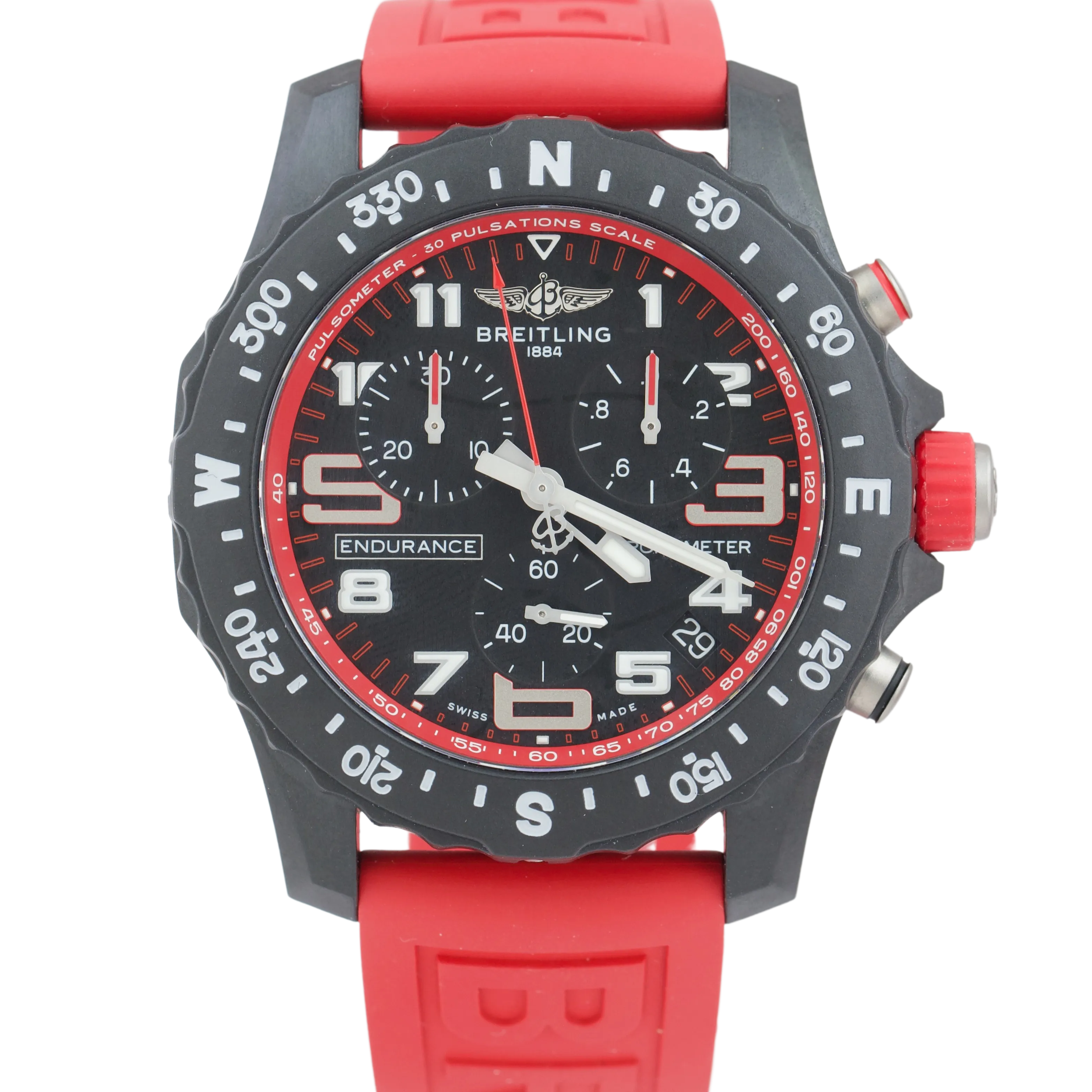 NEW 2022 Breitling Endurance Pro Breitlight Red Quartz X82310 44mm Black Watch