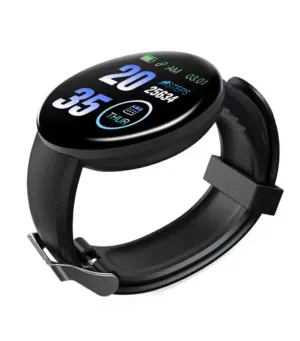 New D18 Pro Smart Watch USB Charging Bluetooth Message Reminder Sport Heart Rate Oxygen Monitor for Android IOS, Black