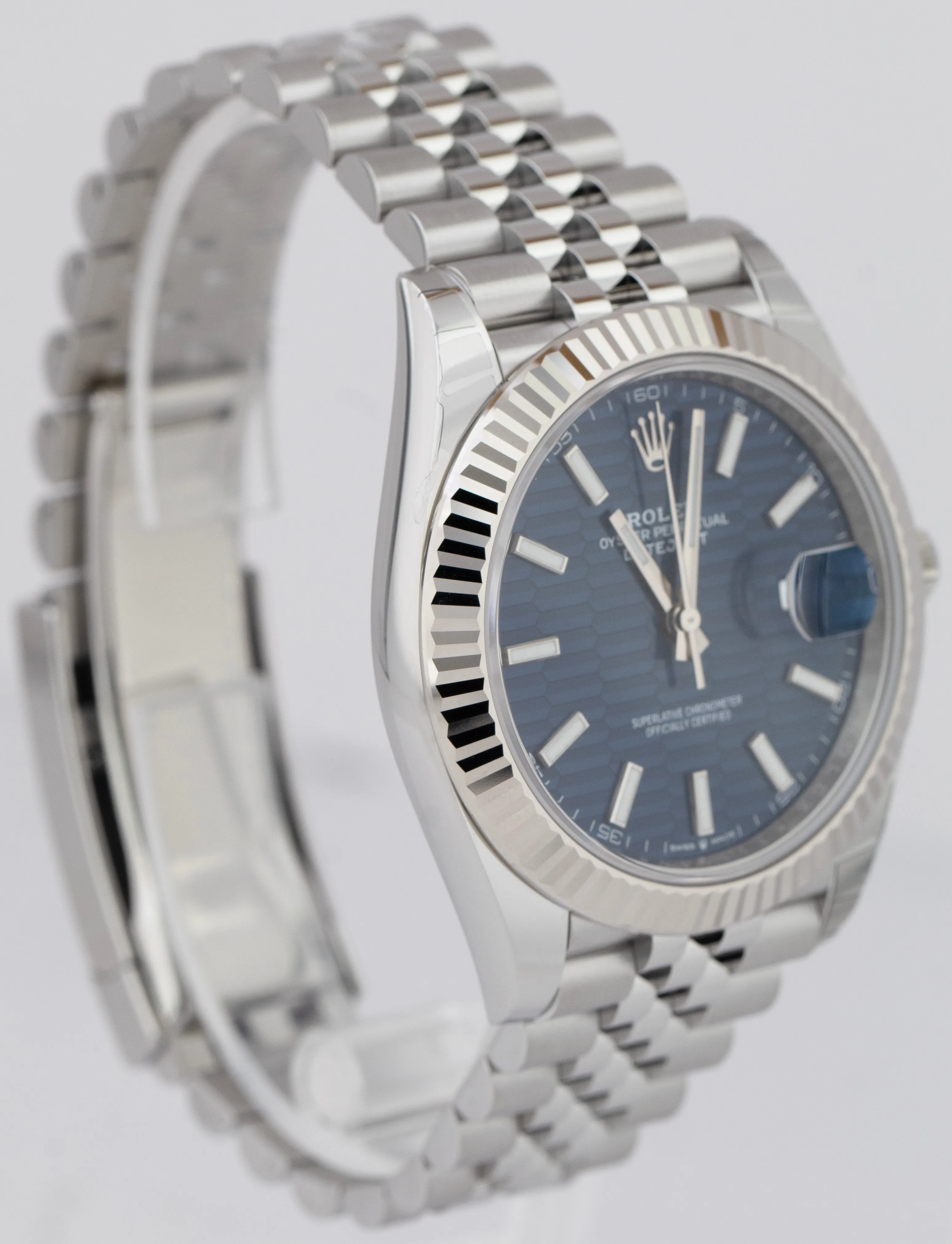 NEW MARCH 2023 PAPERS Rolex DateJust 41 Blue Motif Steel 41mm Watch 126334 B P