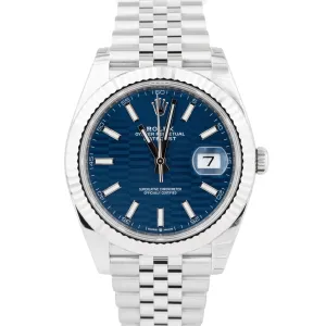 NEW MARCH 2023 PAPERS Rolex DateJust 41 Blue Motif Steel 41mm Watch 126334 B P