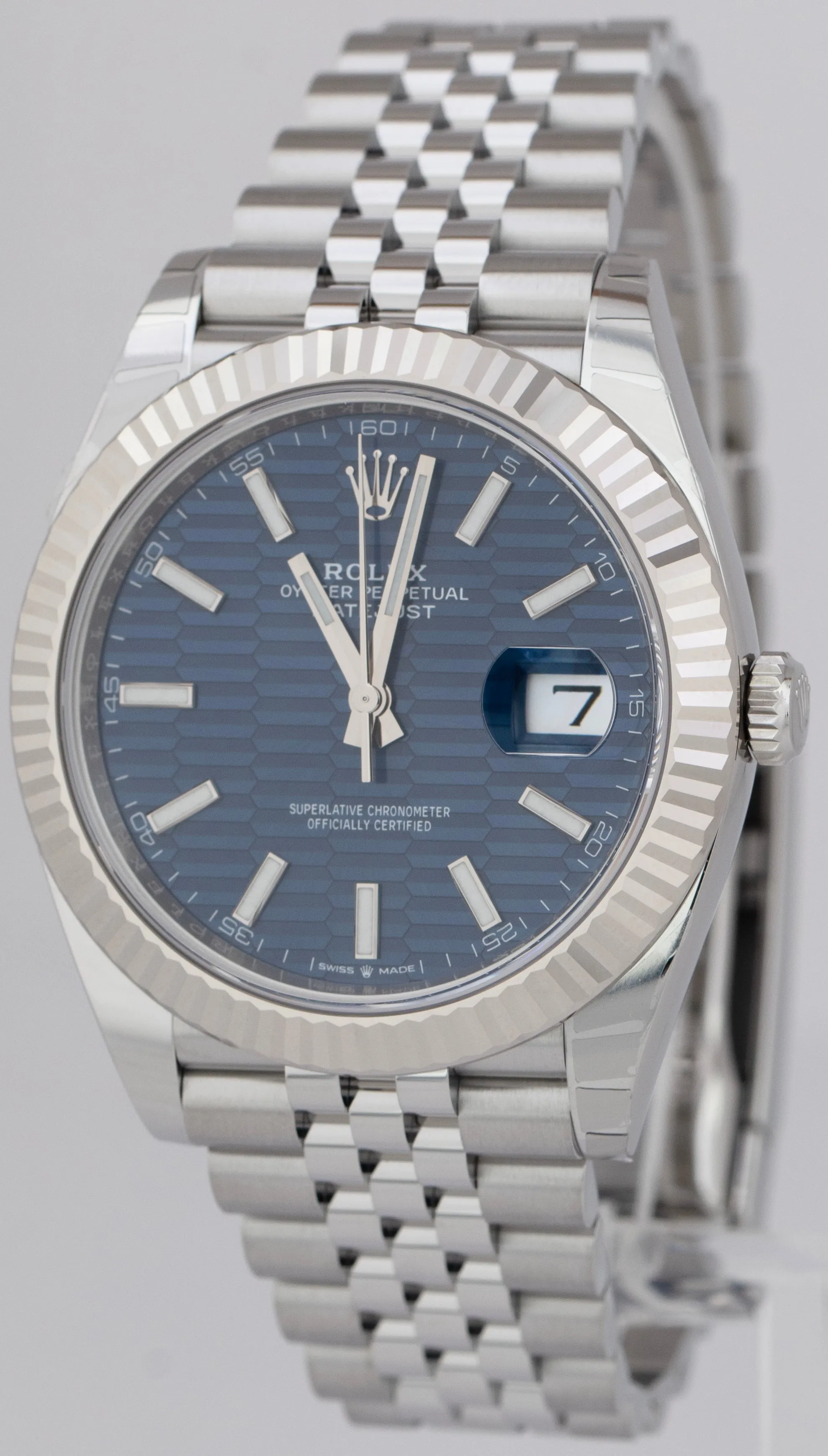 NEW MARCH 2023 PAPERS Rolex DateJust 41 Blue Motif Steel 41mm Watch 126334 B P