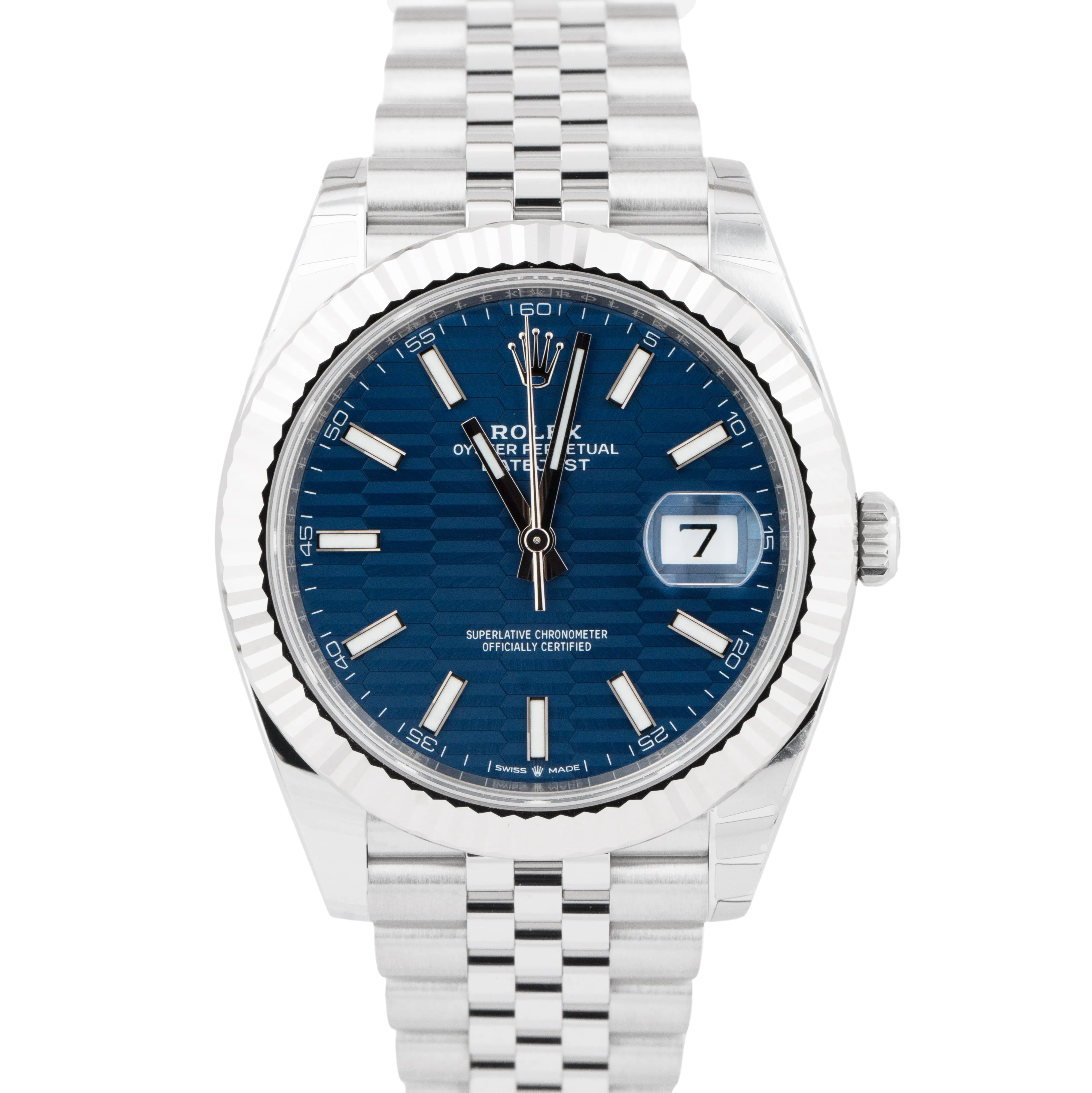 NEW MARCH 2023 PAPERS Rolex DateJust 41 Blue Motif Steel 41mm Watch 126334 B P