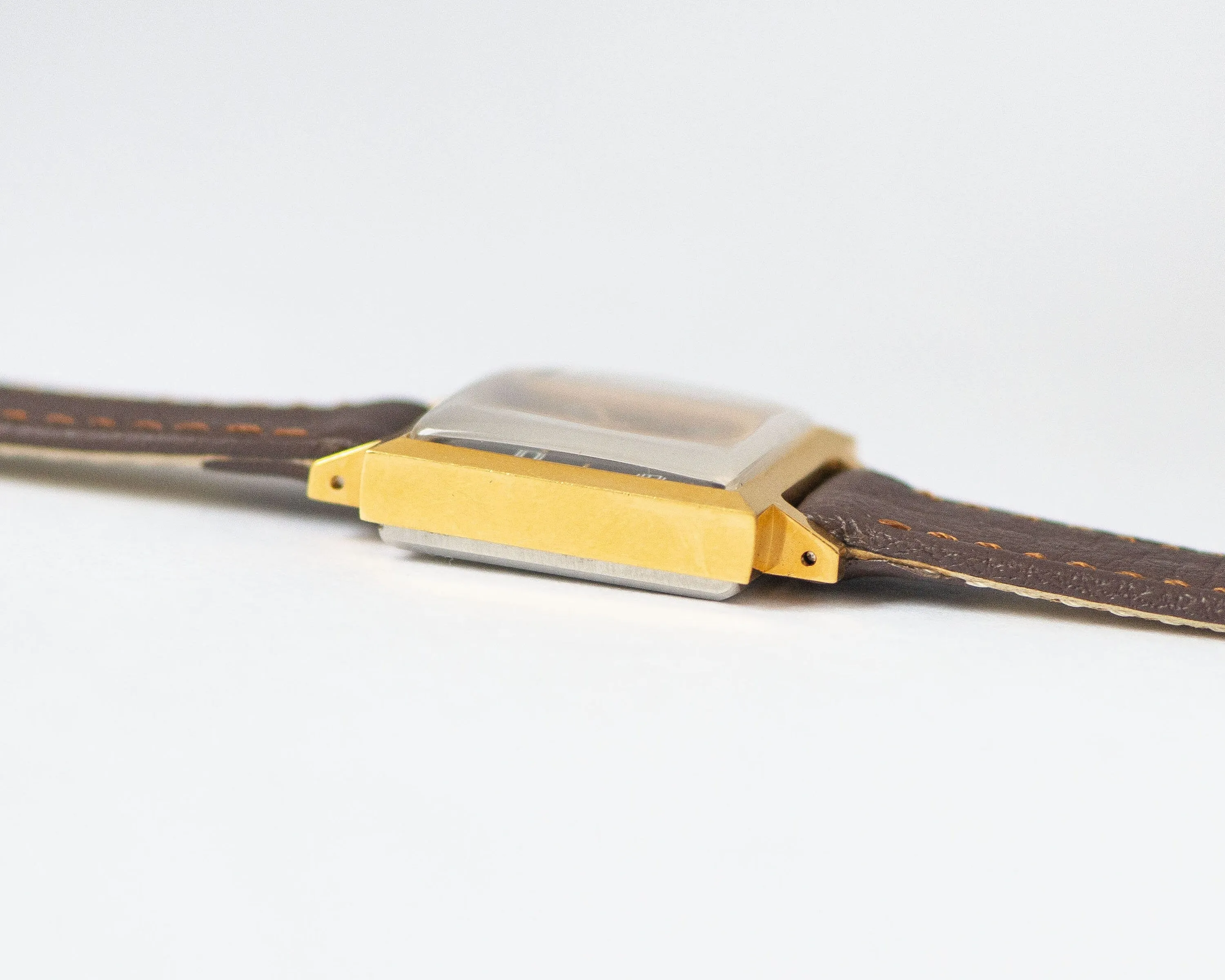 New old stock black women's watch Dawn, gold plated square wristwatch for women vintage, unused lady watch gift, new premium leather strap