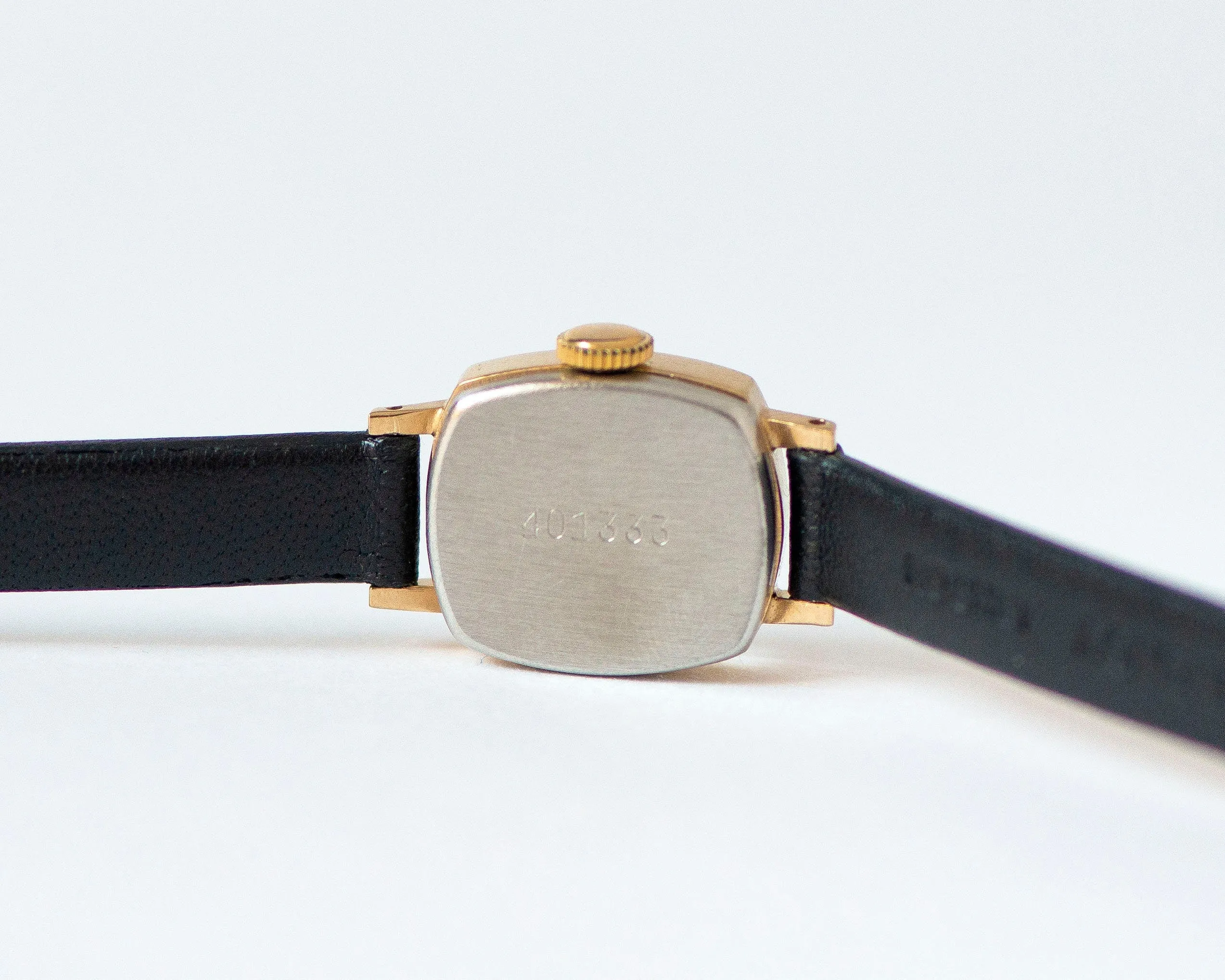 New old stock women watch black Dawn vintage, square watch small gold plated lady jewelry gift, minimalist watch, new premium leather strap