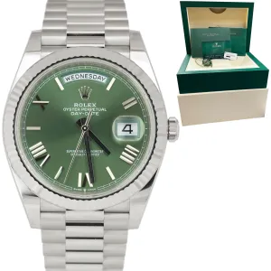 NEW SEPT 2022 Rolex Day-Date 40mm OLIVE Green President 18K White Gold 228239