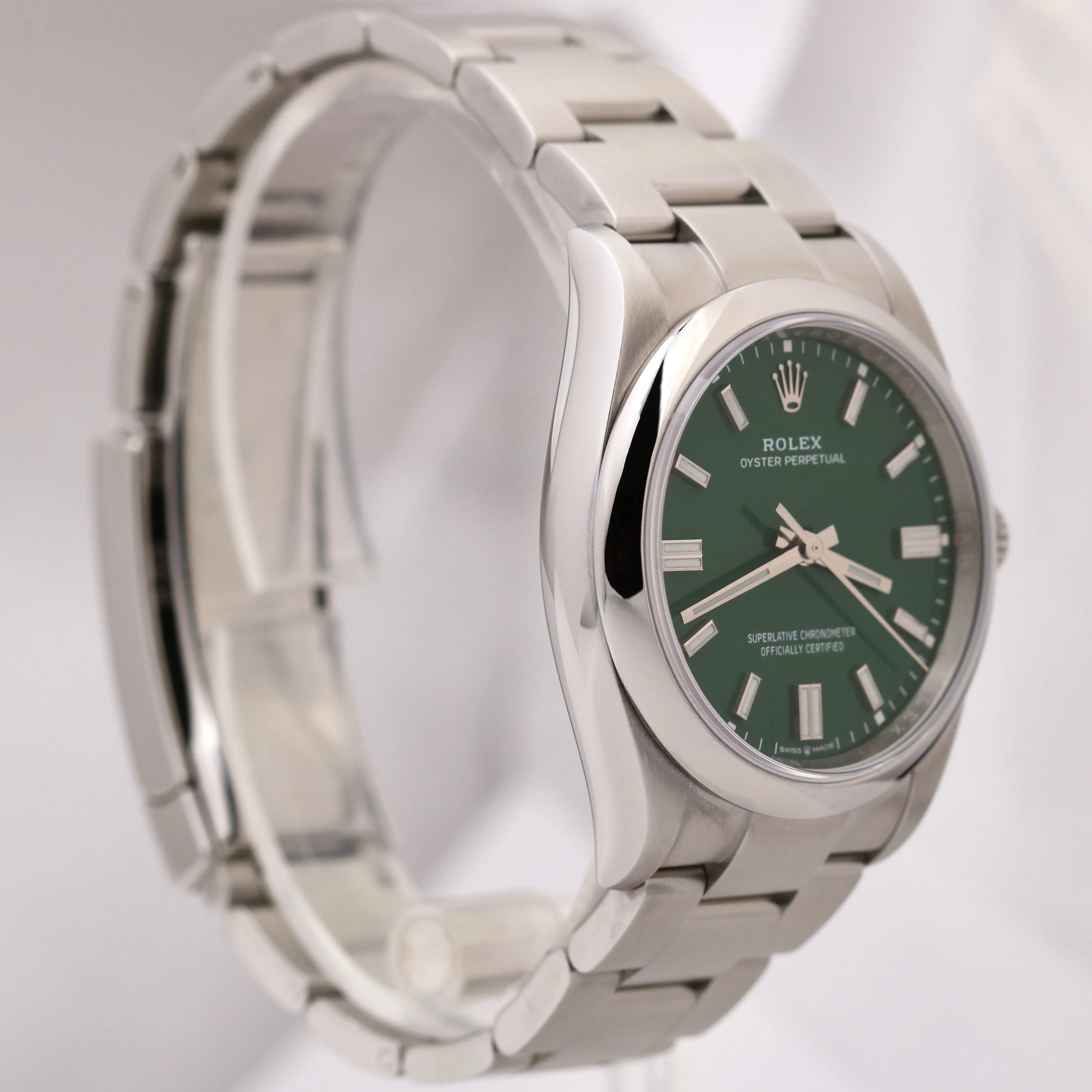 NEW UNWORN Rolex Oyster Perpetual 36mm PAPERS Green Stainless Steel 126000 B P
