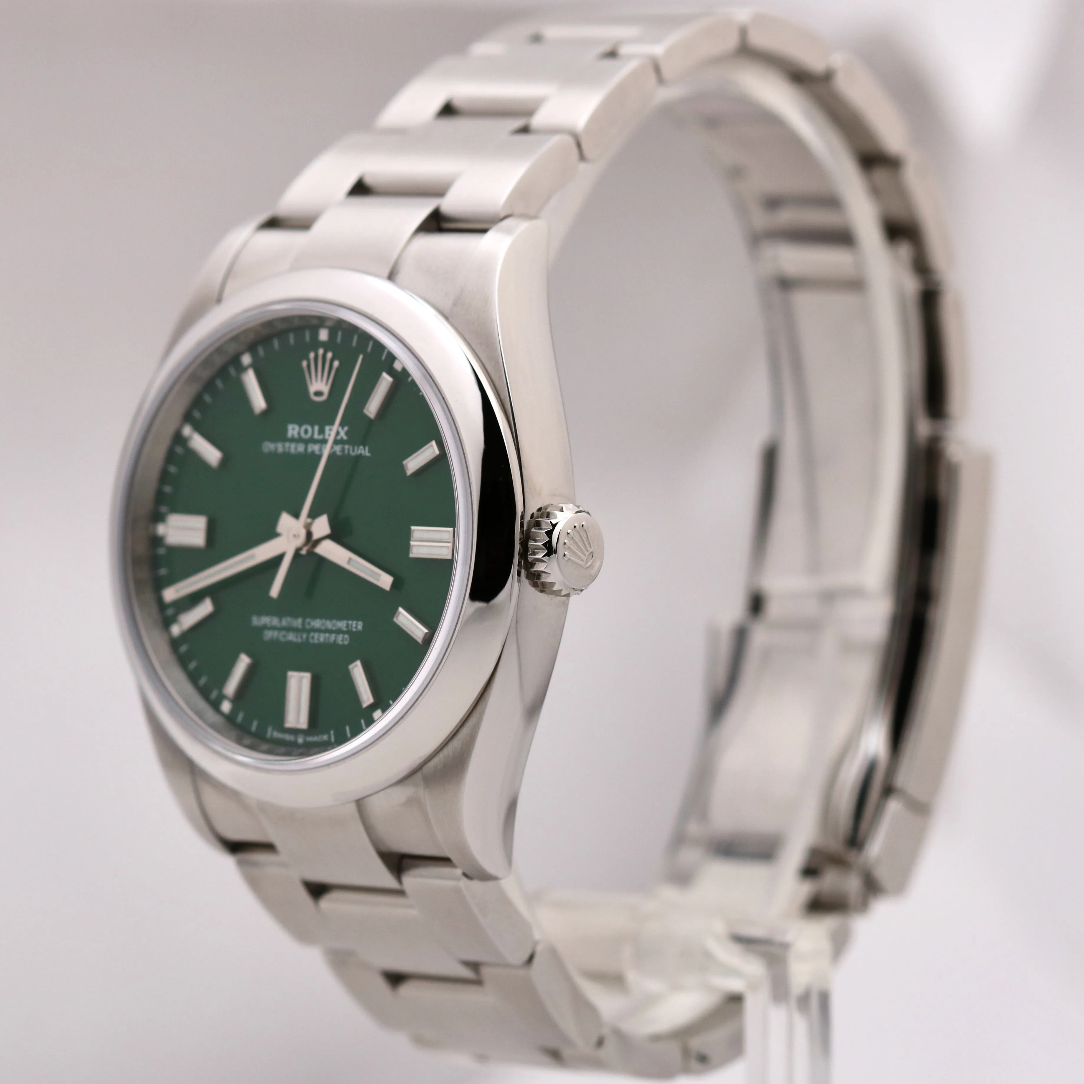 NEW UNWORN Rolex Oyster Perpetual 36mm PAPERS Green Stainless Steel 126000 B P