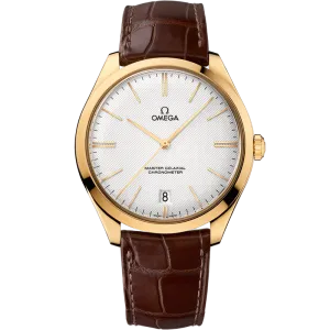 Omega De Ville Trésor 40 mm, yellow gold on leather strap