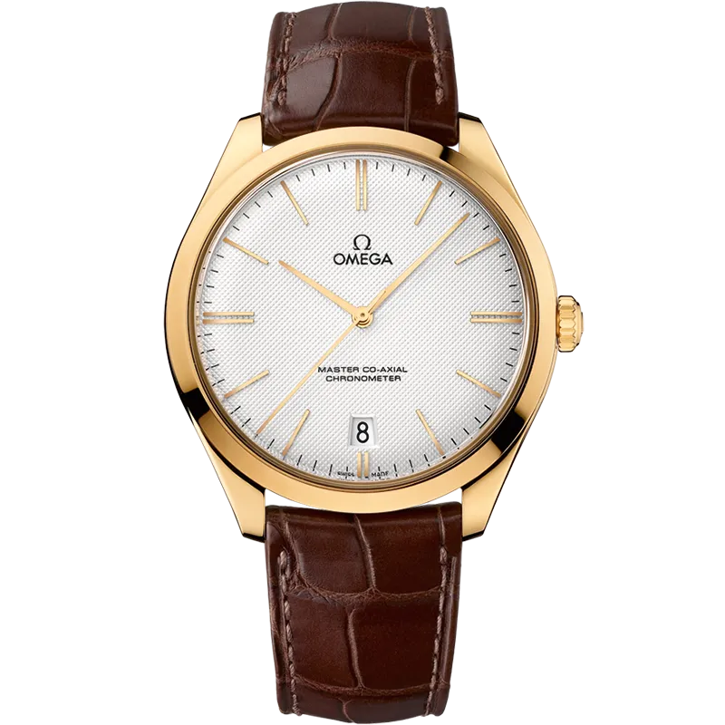 Omega De Ville Trésor 40 mm, yellow gold on leather strap