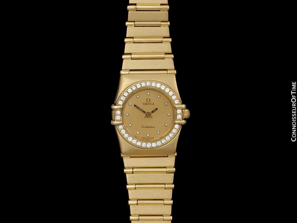 Omega Ladies Constellation Bracelet Watch - 18K Gold & Original Omega Factory Set Diamonds