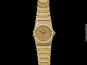 Omega Ladies Constellation Bracelet Watch - 18K Gold & Original Omega Factory Set Diamonds