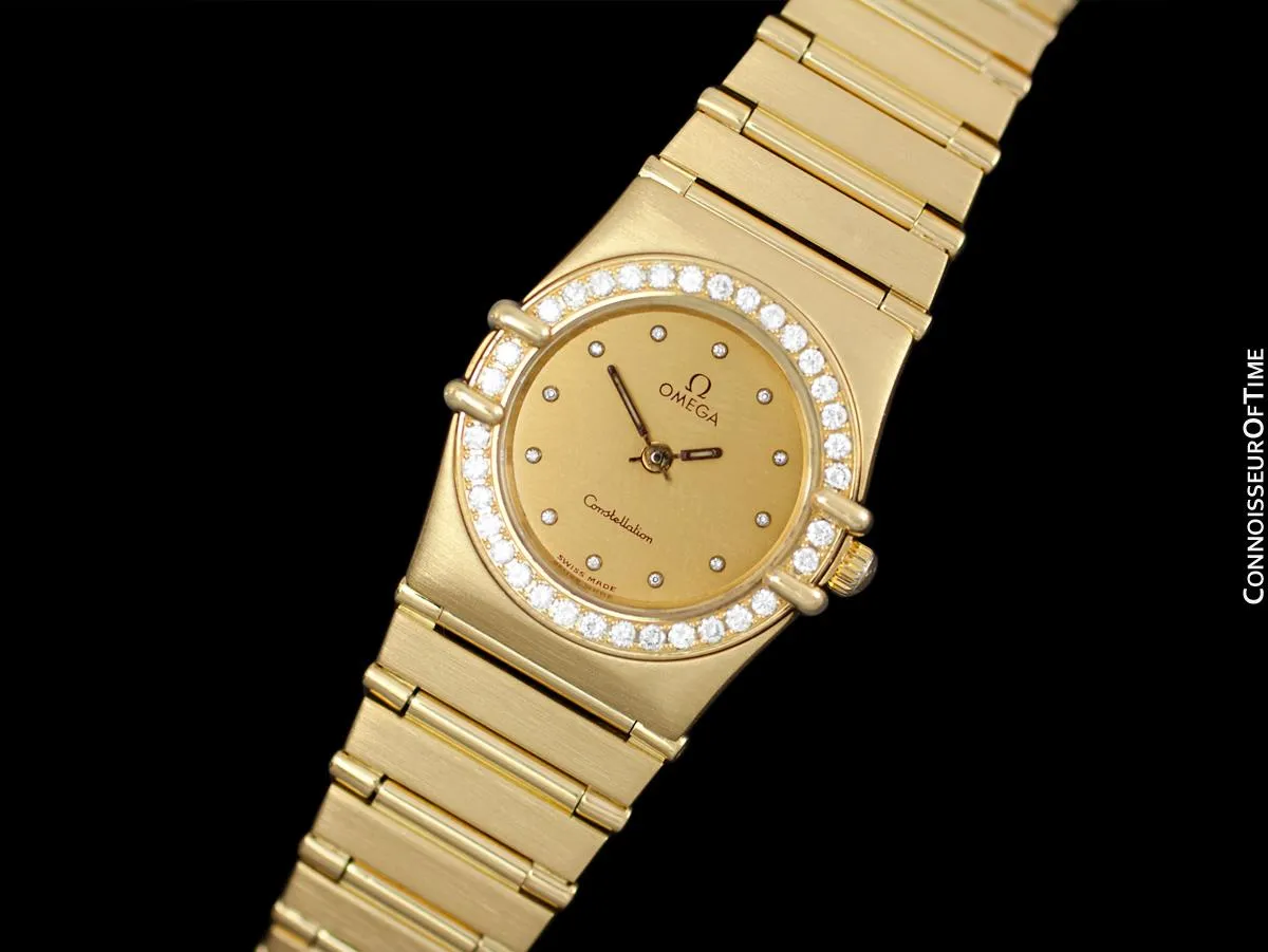 Omega Ladies Constellation Bracelet Watch - 18K Gold & Original Omega Factory Set Diamonds