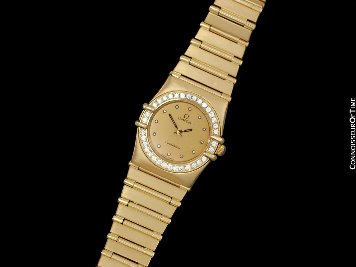 Omega Ladies Constellation Bracelet Watch - 18K Gold & Original Omega Factory Set Diamonds