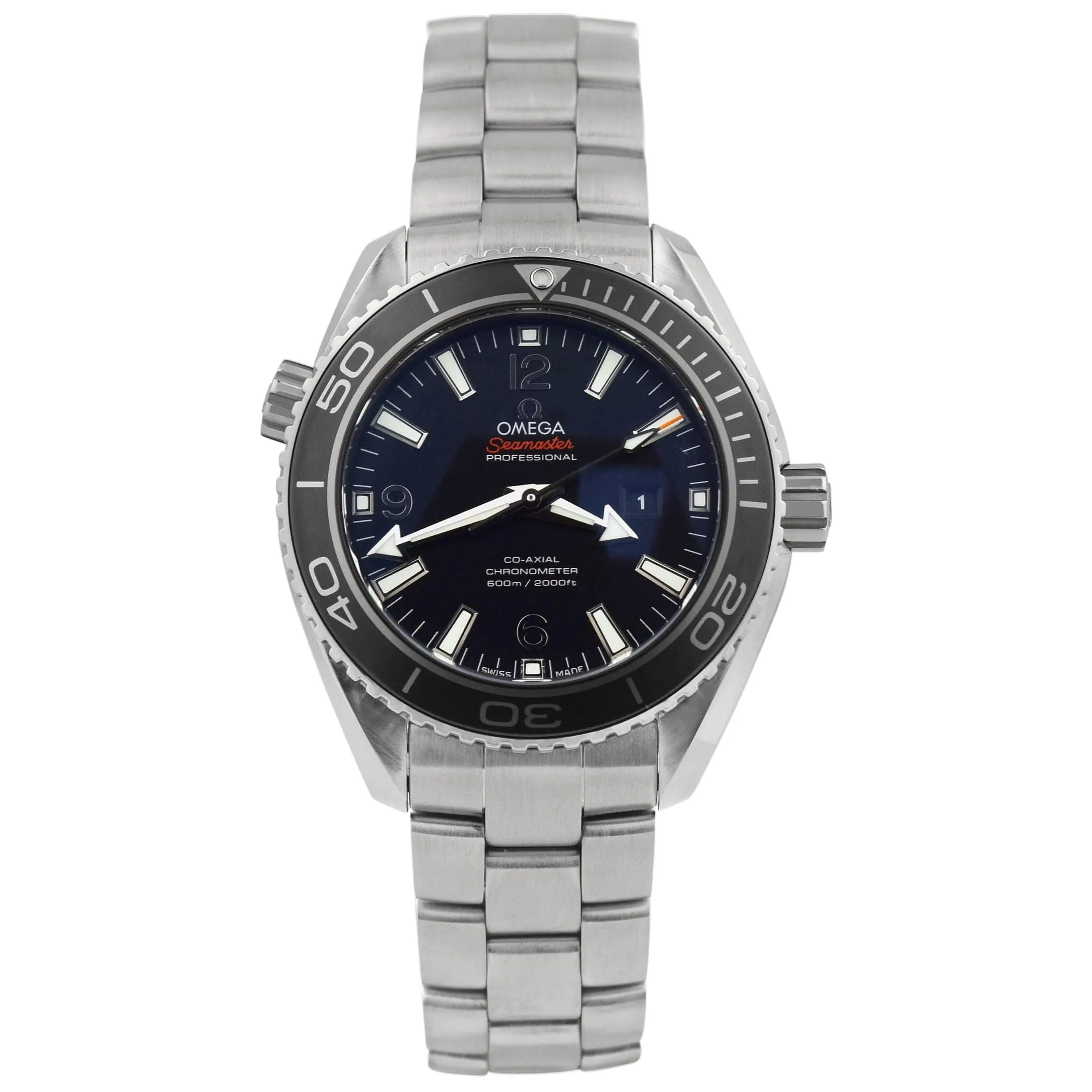 Omega Men's Seamasater Planet Ocean Stainless Steel 37.50mm Black Stick & Arabic Dial Watch Reference #: 232.30.38.20.01.001