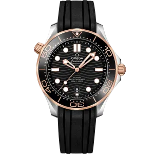 Omega Seamaster Diver 300M 42 mm, steel - Sedna™ gold on rubber strap