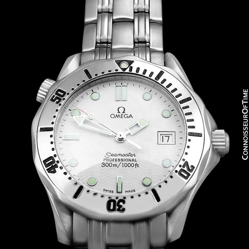 Omega Seamaster Midsize 300M White (James Bond Style) Professional Divers Watch, Stainless Steel - 2562.20.00