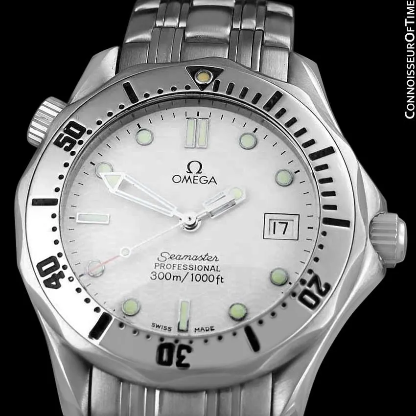 Omega Seamaster Midsize 300M White (James Bond Style) Professional Divers Watch, Stainless Steel - 2562.20.00