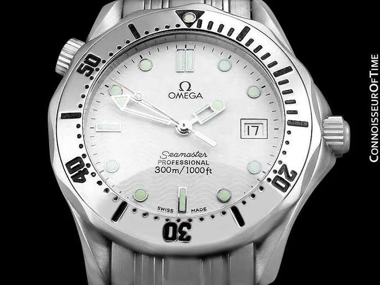 Omega Seamaster Midsize 300M White (James Bond Style) Professional Divers Watch, Stainless Steel - 2562.20.00