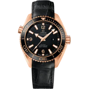 Omega Seamaster Planet Ocean 600M 37.5 mm, red gold on leather strap