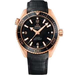 Omega Seamaster Planet Ocean 600M 45.5 mm, red gold on leather strap