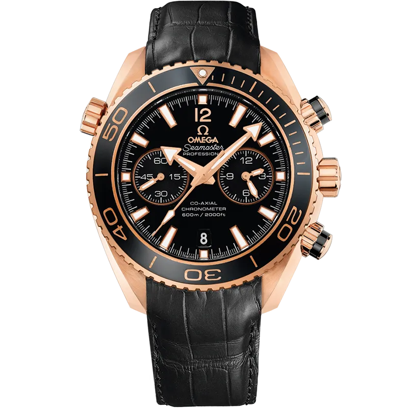 Omega Seamaster Planet Ocean 600M 45.5 mm, red gold on leather strap