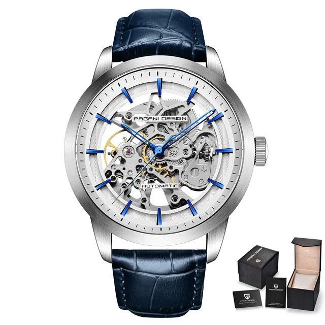 PAGANI DESIGN Luxury Men's Business Mechanical Watch Leather Skeleton Hollow Clock Waterproof Men's Automatic Mechanical Watch