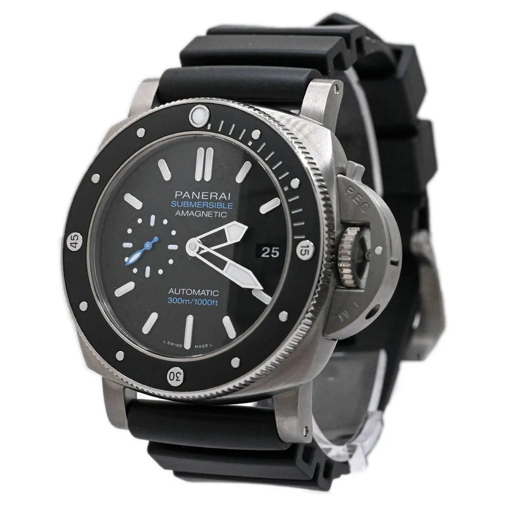 Panerai Men's Submersible Amagnetic Titanium 47mm Black Stick Watch Reference #: PAM01389