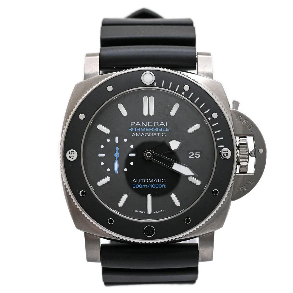 Panerai Men's Submersible Amagnetic Titanium 47mm Black Stick Watch Reference #: PAM01389
