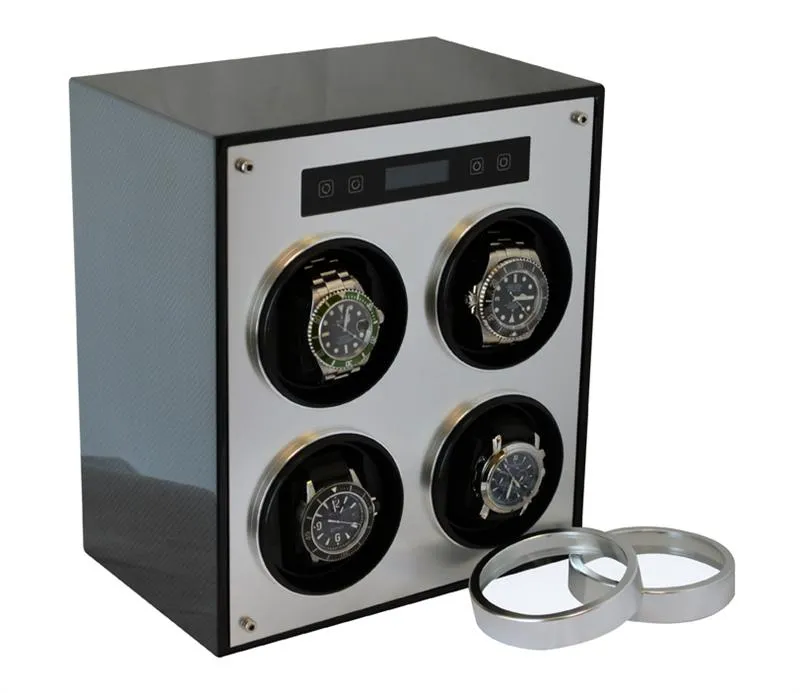 Pangaea Q700 Quad Metal Watch Winder with Cover (Carbon Fiber)