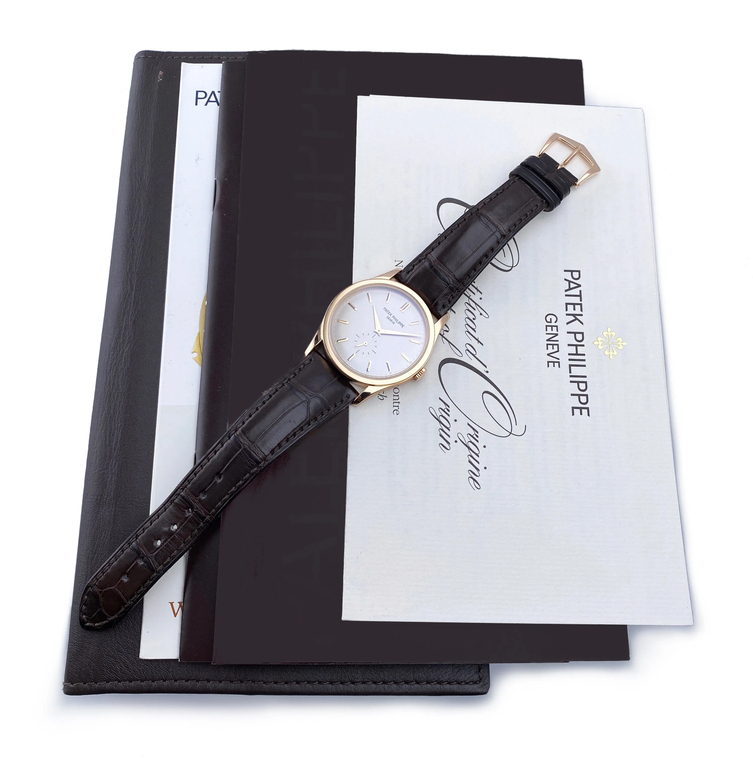 Patek Philippe Calatrava 5196R 18K Rose Gold Mens Watch Box Papers