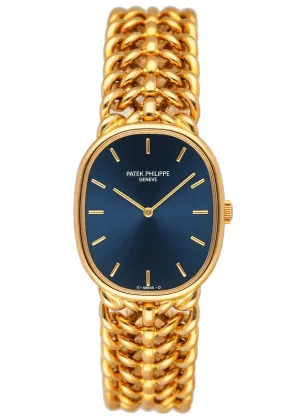 Patek Philippe Ellipse 3848/019 Blue Dial 18K Yellow Gold Ladies Watch With Papers