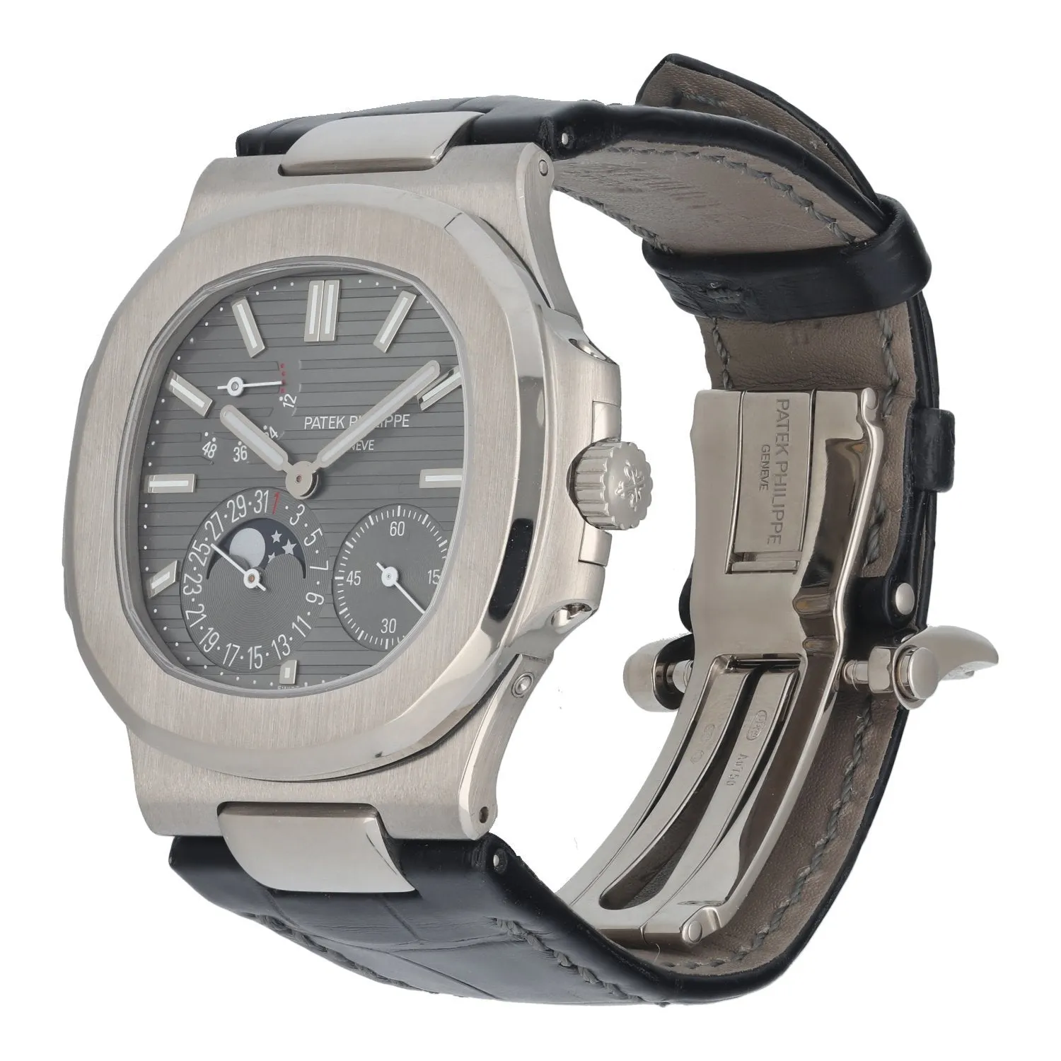 Patek Philippe Nautilus 5712G Moonphase 18K White Gold Men's Watch Box & Papers