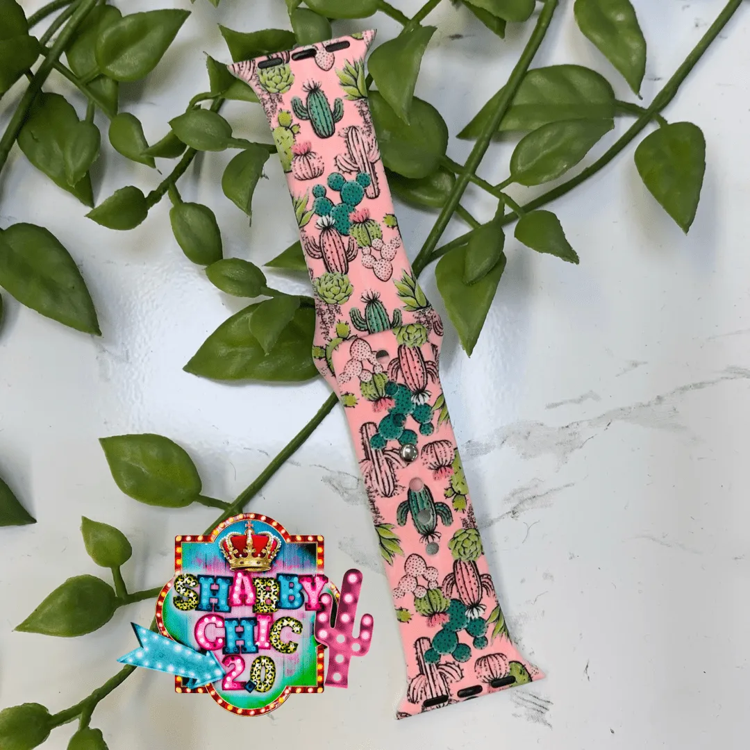 Pink with Succulents Print Watchbands